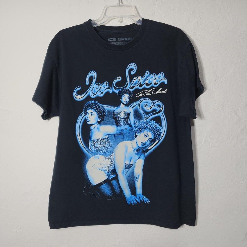 Ice Spice In The Mood Graphic T-Shirt Large Black Cotton 2023 Tour Merch Rap Tee
